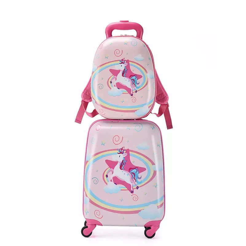 Cartoon trolley koffer mit rucksack set kinder nette 13 zoll tasche jungen mädchen 18 zoll tragen auf roll gepäck reise koffer