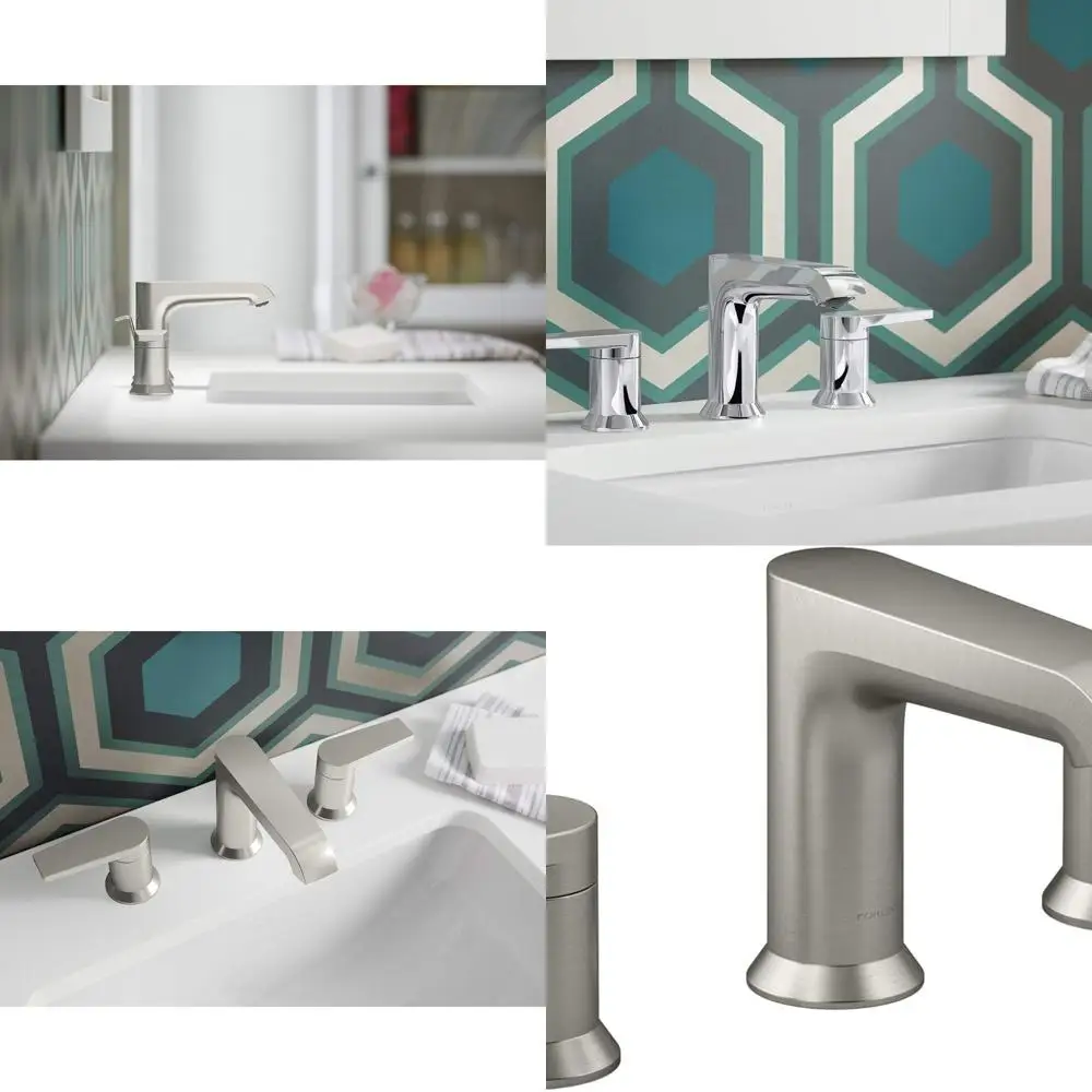 

Widespread Bathroom Sink Faucet, 1.2 GPM, Vibrant Brushed Nickel Finish