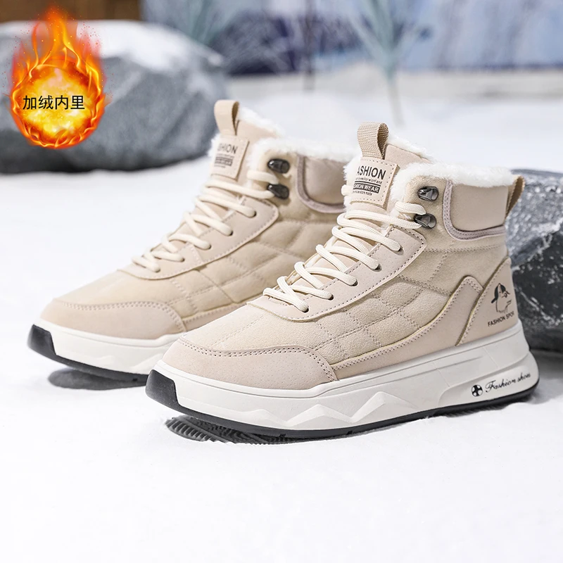 

Fashion Snow Boots Men Suede Leather Shoes Winter Men Snow Shoes Hombres Botas Super Warm Winter Men Boots with Fur Men Sneakers