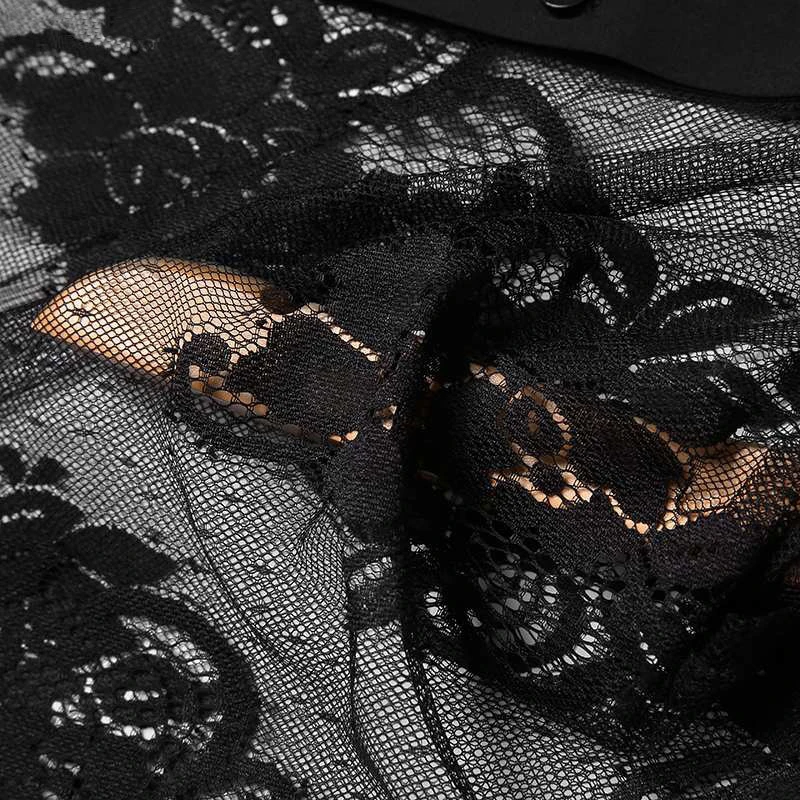 2024 Fall Sexy Transparent Lace Shirts Mens Vintage Turn-down Collar Florals Embroidery Tops For Men Casual Buttoned Mesh Shirt