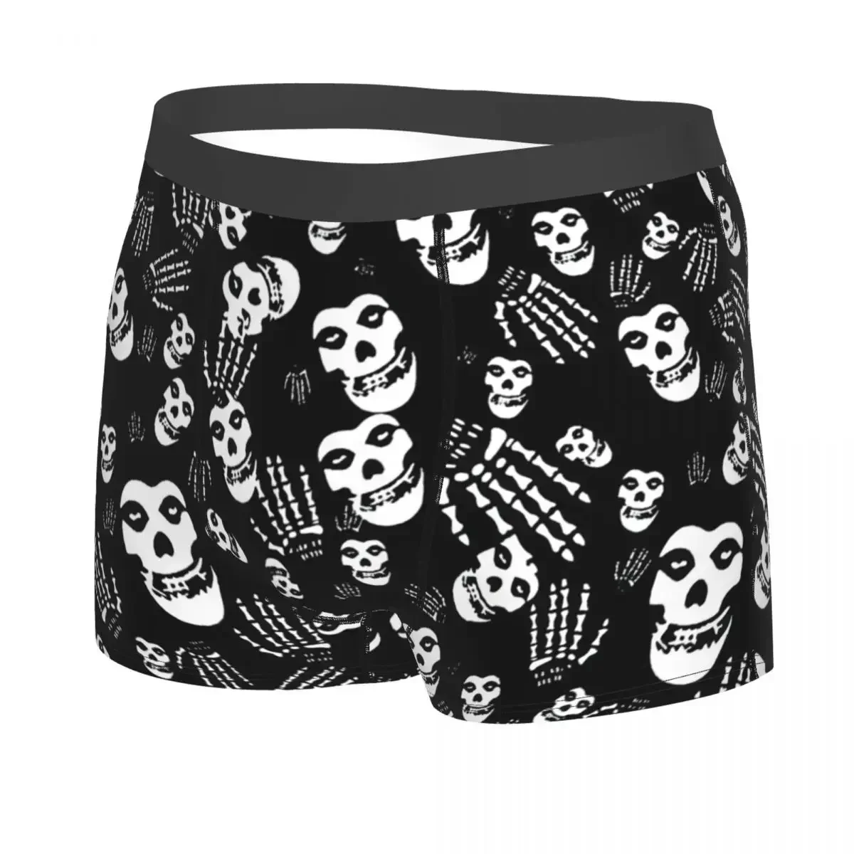 Custom Misfits Skull Underwear Men Stretch Heavy Metal Music Boxer Briefs Shorts Panties Soft Sexy Underpants For Male