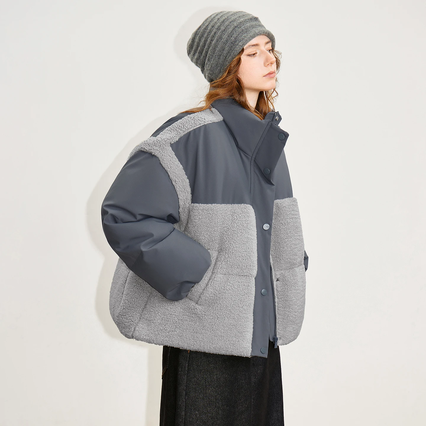 TOYOUTH النساء أسفل السترات 2025 شتاء جديد القمح الأذن الصوف تقسم أكسفورد النسيج منتفخ خفيفة الوزن ملابس خارجية غير رسمية