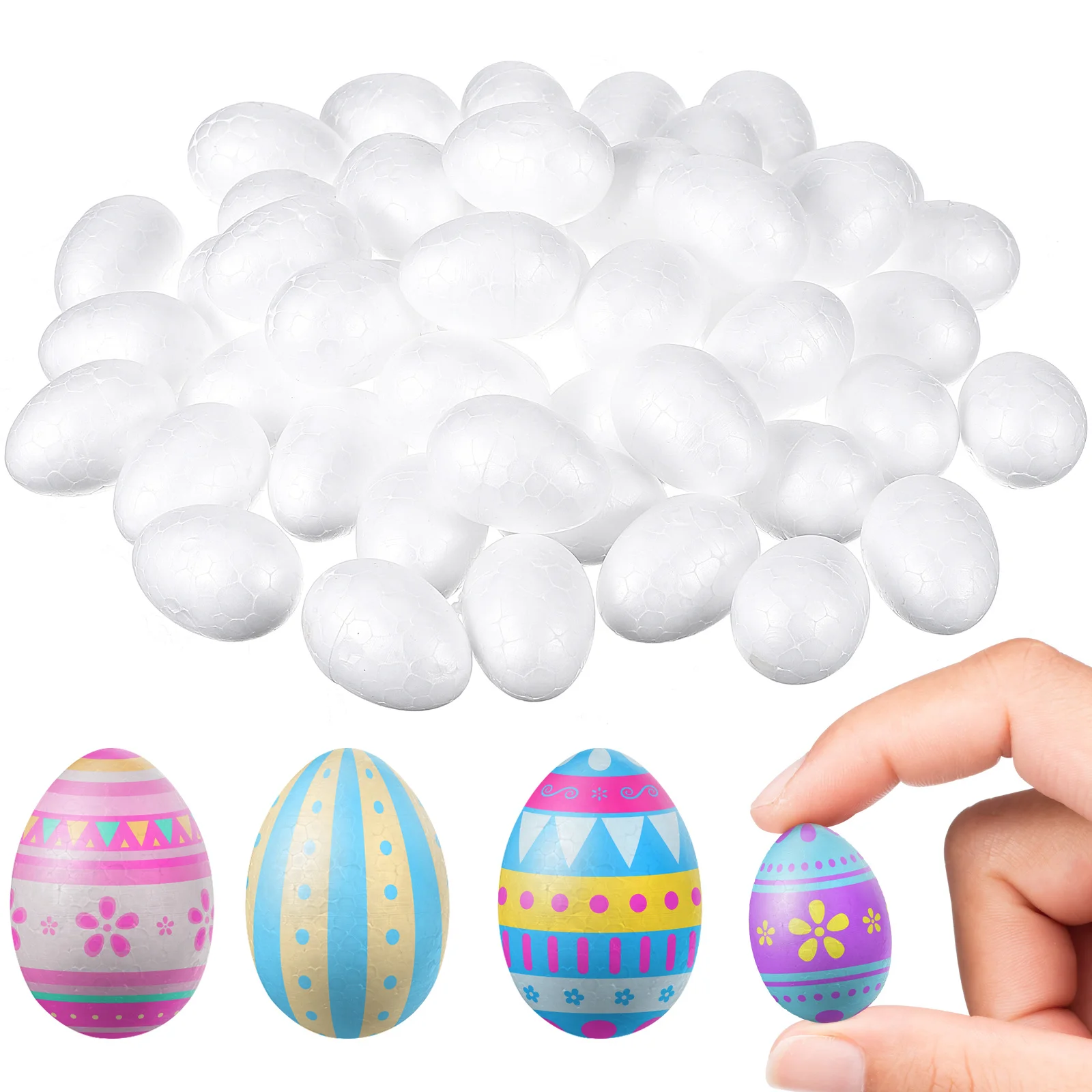 

50pcs Foam Egg Diy Craft Easter Christmas Halloween Wedding Decor Kids Family Activity Montessori Educational Accessory Painting