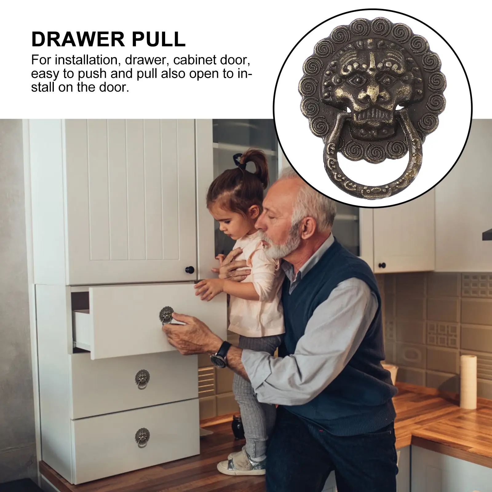 

24Pcs Lion Head Style Drawer Pulls Zinc Alloy Bronze for Cabinet Furniture Wine Box Decorative Door Handles