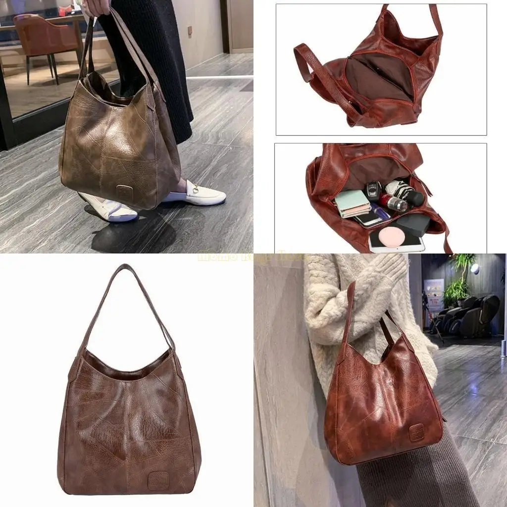 

X90D Soft PU Tote Bag for Women Retro Dating Bag Shoulder Bag Large Capacity Handbag
