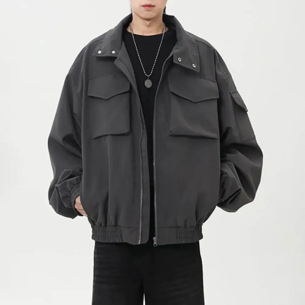 

Men's Solid Color Multi-Pocket Jacket American Retro Fashion Trend Street Hip-Hop Loose Niche Men's Spring And Autumn New Tops