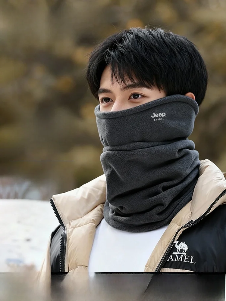 メンズ冬用厚手フリースネックウォーマー車両乗車用スカーフ防風保温耳カバー付きフェイスマスク