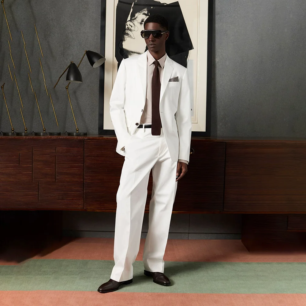 

Handsome 2 Pieces Men's Suit Jacket Pants Wedding Groom Tuxedo Dinner Party Business Formal Male Clothing