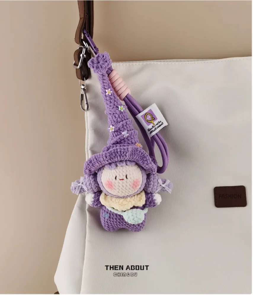 

Hand-crocheted dumplings doll cute elf bag pendant Keychain gift