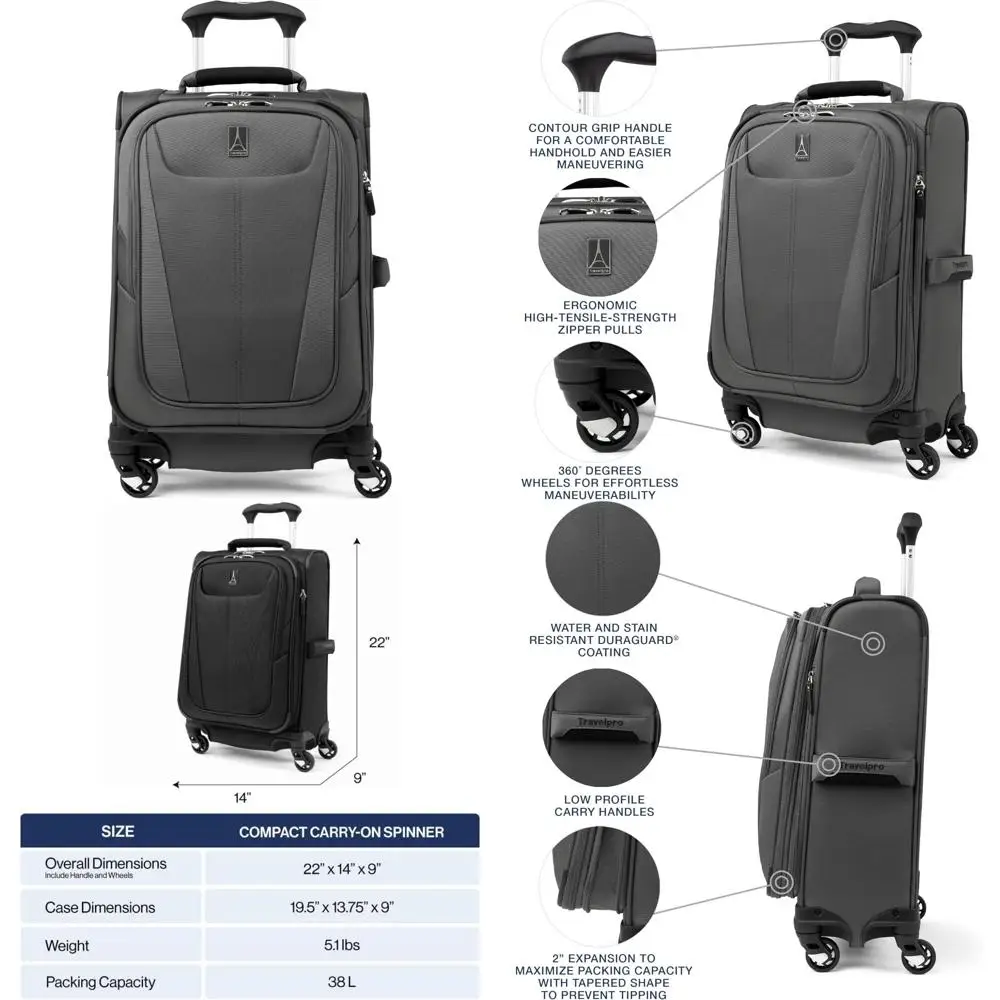 

Легкая расширяемая ручная кладь Softside с 4 вращающимися колесами, унисекс, тене-серого цвета, идеально подходит для путешествий