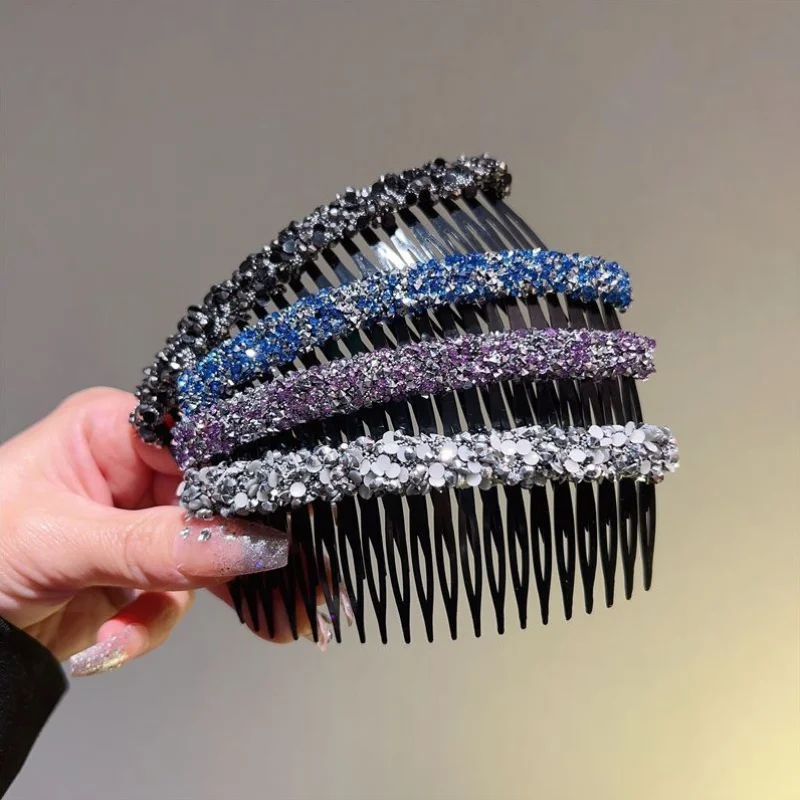 1pc Sparkling Rhinestone Hair Comb-Elegant Multi-Color Gemstone Hair Clip for Bangs & Styling,No-Scent, Ideal for All Hair Types