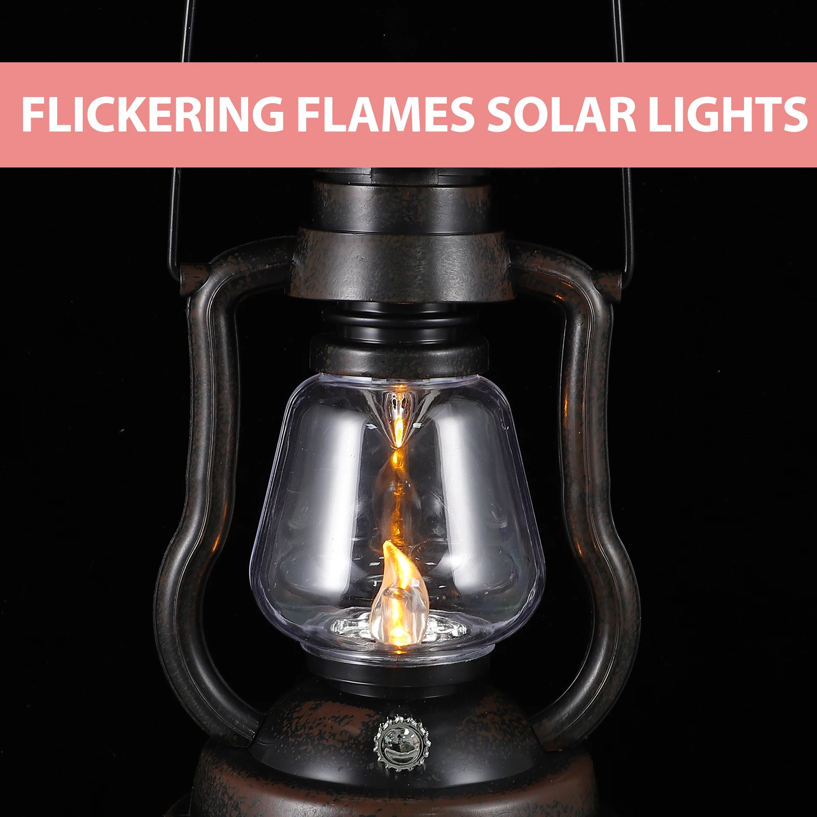 

Retro LED Wind Lantern Solar Powered Flickering Flame Design Outdoor Garden Table Lamp Vintage Hanging Lighting for Party BBQ