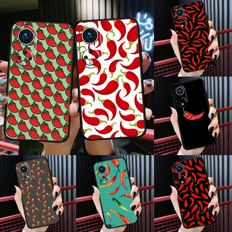 Red Chilli Pepper Pattern Case For Huawei Honor Magic 5 Lite X7 X8 X9a 50 70 P20 P40 P30 Pro P Smart Nova 9 5T Cover