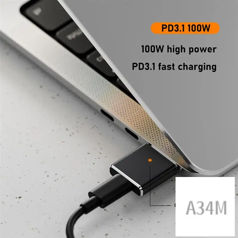

A34M-Replaceable For Magsafe3 Adapter Type-C Female To 5Pin High Power Output 100W Adapter With Led For /Pro