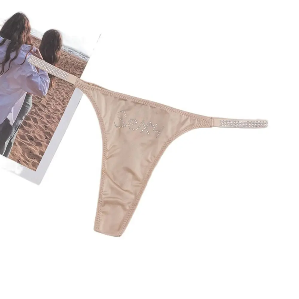 

Comfort Low-waist Seamless Panties Solid Color Thin Belt Women Thong Female Lingerie Sports Panties Rhinestone Briefs Girl