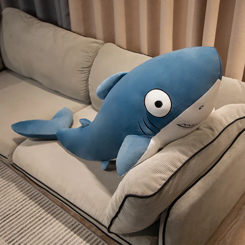 Cartoon 60-120cm Shark Cat Plush Toy Birthday Gift Soft Sleeping Pillow Office Snooze Stuffed Animal Pillow Home Comfort Pillow