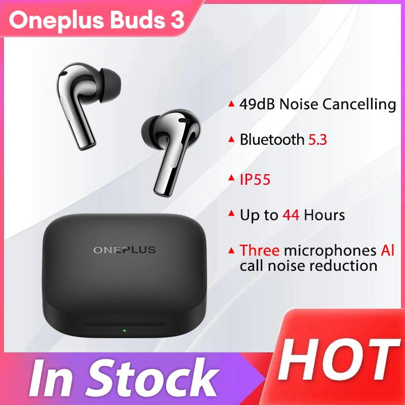 Original Oneplus Buds 3 Earphone Wireless Noise Reduction 49dB Active Noise Cancelling Wireless Headphone BT 5.3 Bluetooth