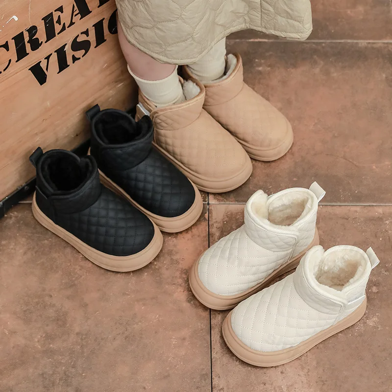 

Winter Children Snow Boots 2026 Warm Plush Girls Boys Boots Comfortable Non Slip Ankle Boots Fashion Outdoor Kids Cotton Shoes