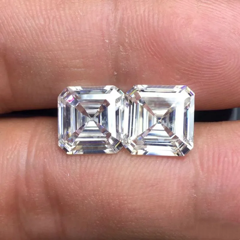 Wholesale 0.15-5ct Asscher Cut Moissanite Loose Stones Certified Square Moissanite Diamonds Gemstone D Color For Jewelry Making