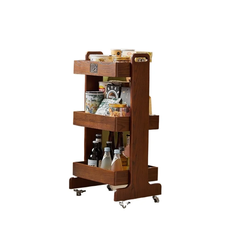 

Snack and beverage storage rack with wheel movable crevice trolley shelf floor storage cabinet