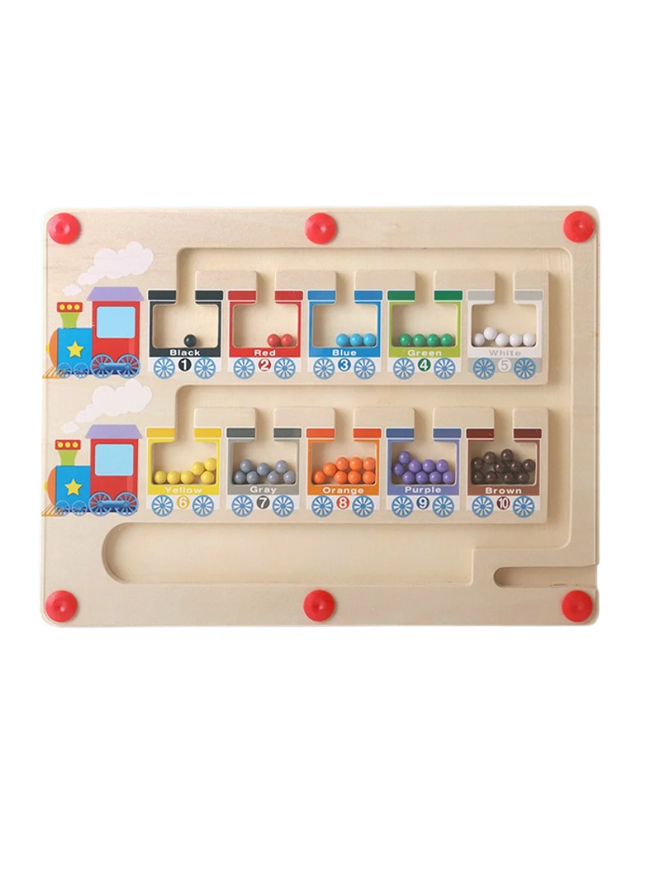 Kindergarten puzzle area Color classification Small train magnetic bead maze children's toys early education logical thinking