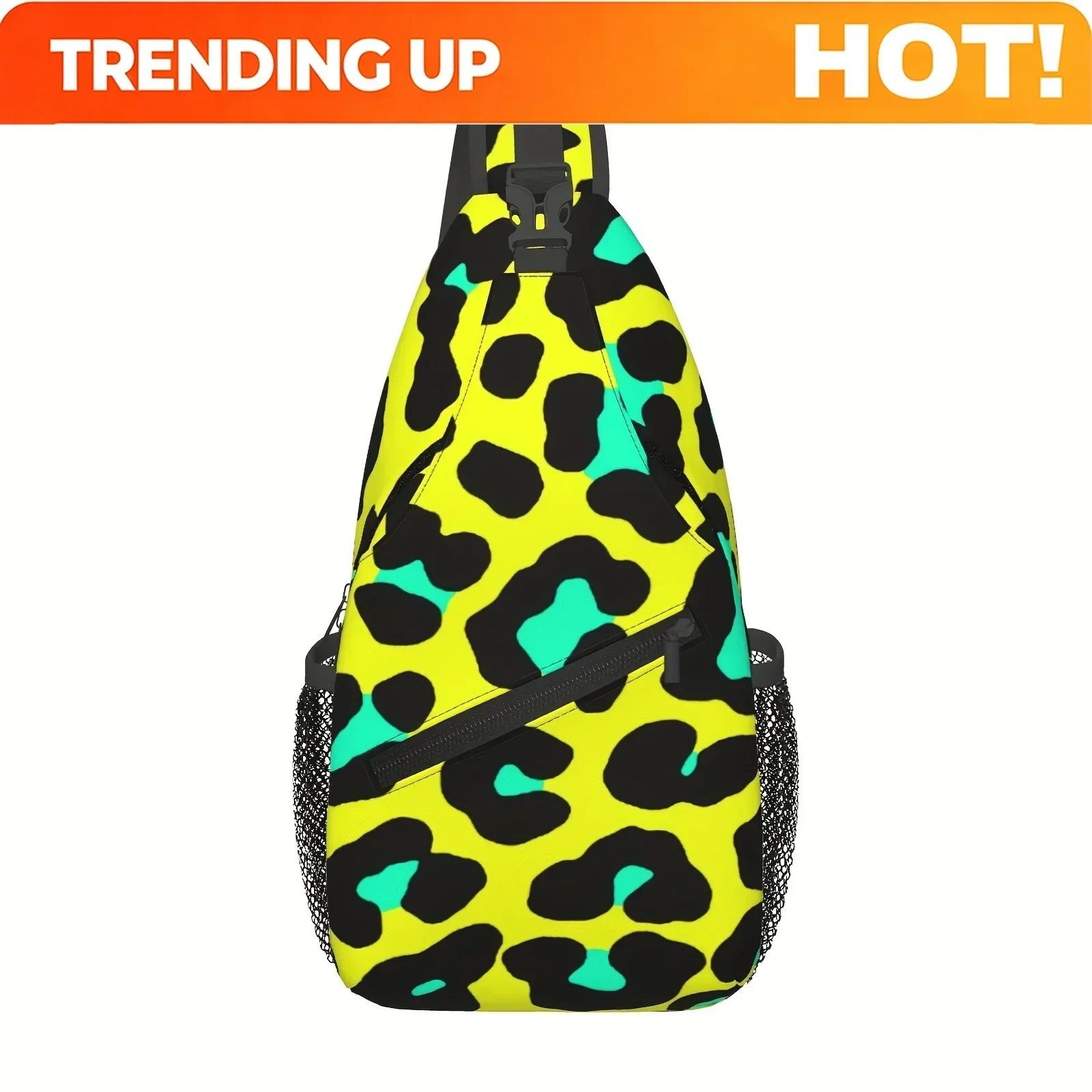 Custom Trendy Leopard Pattern Multi-functional Chest Bag, Men's Satchel Bag
