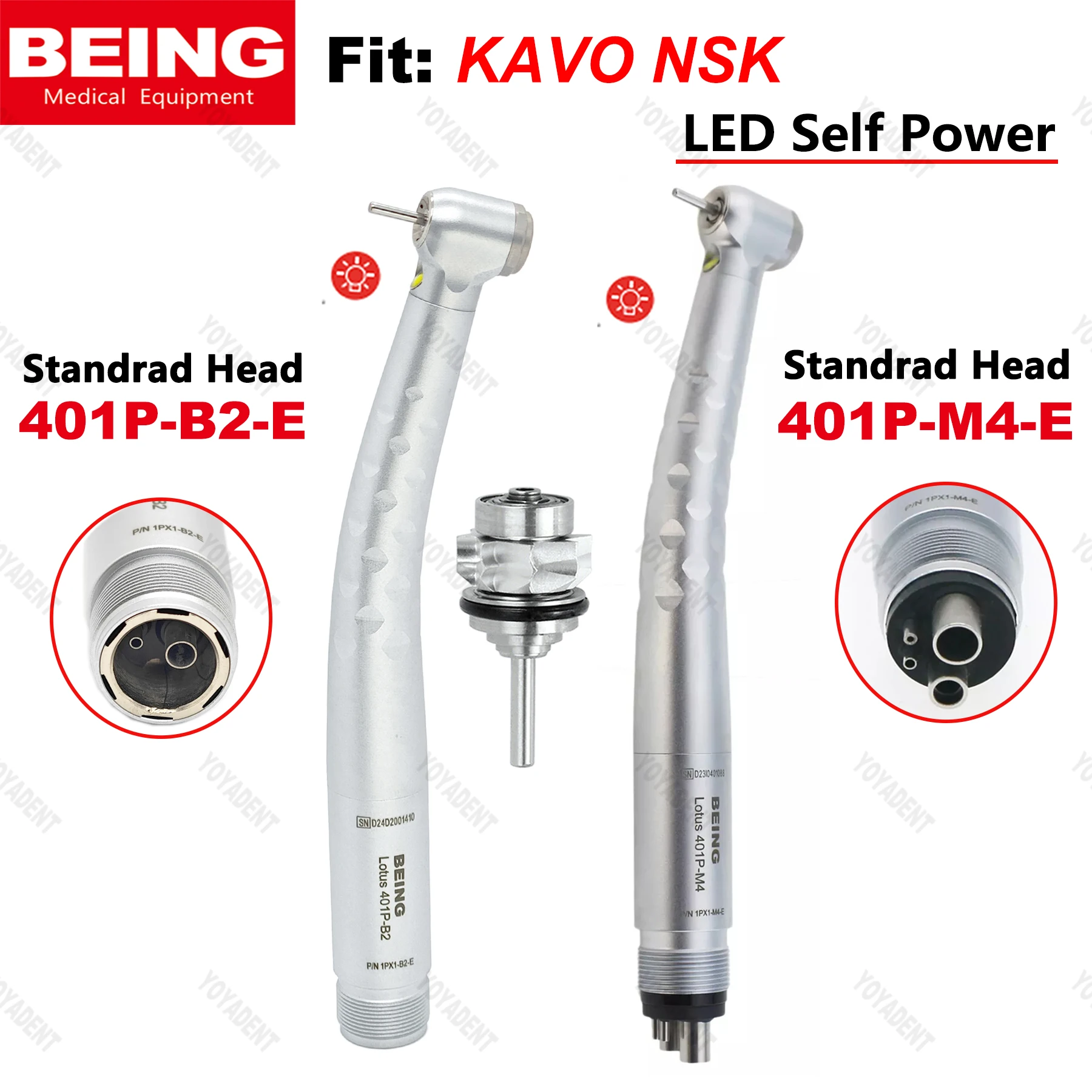 

BEING Dental High Speed Handpiece LED Self-Power Turbine 2/4 Holes Fit NSK KAVO Dentistry Instrument Accessories