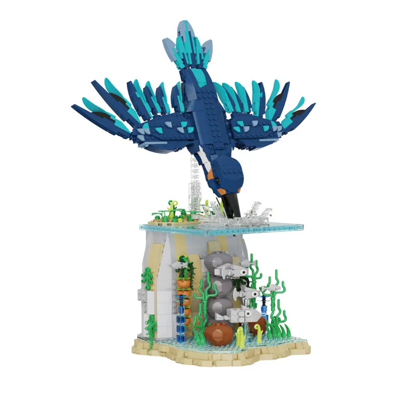 

IN STOCK MOC Idea Kingfisher Catching Fish Building Blocks Model Birdie Bricks Assembling DIY Toys for Children Birthday Gift