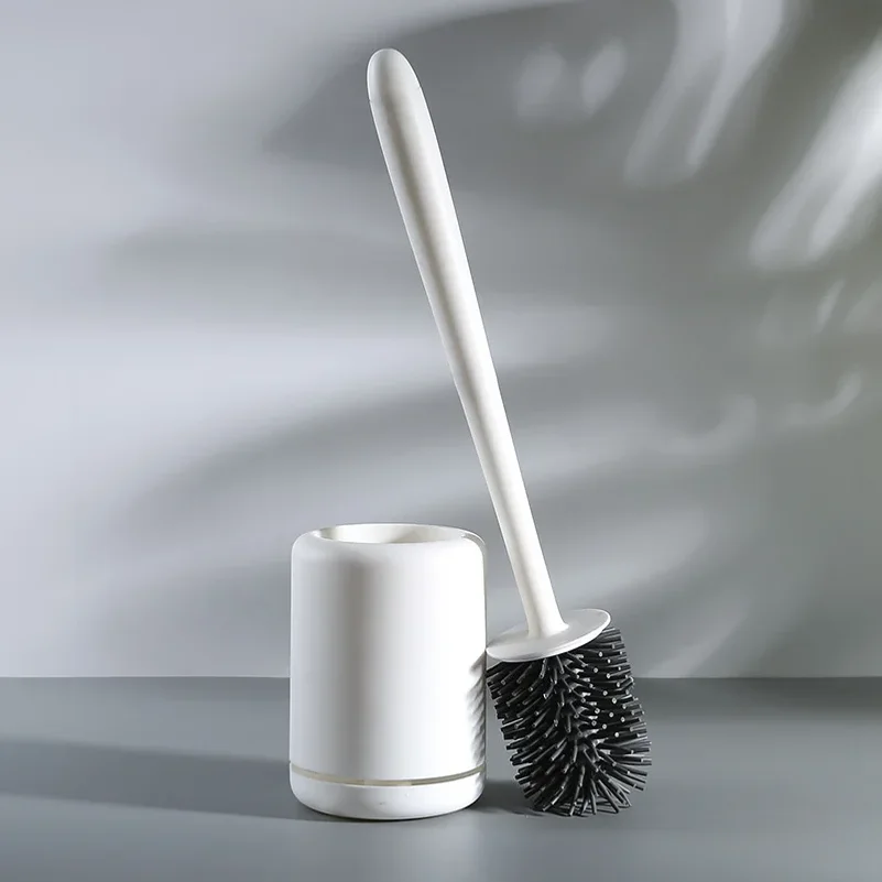 Toilet Brush Set Holder Nylon/ Silicone Bristle Creative Ground Satanding Holder Lavatory Brush Toilet Cleaning Tools