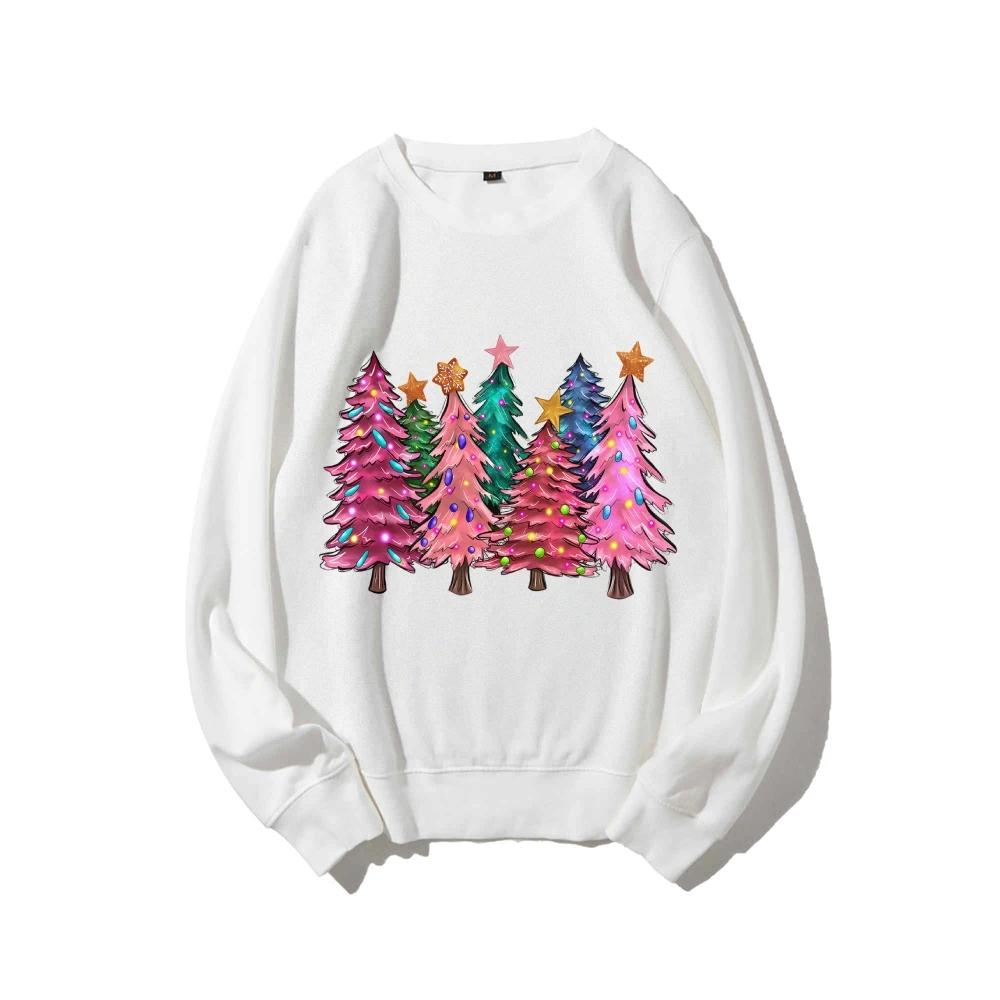 Pink Christmas Tree Sweatshirt Christmas Trees Jumper Family Matching Xmas Sweatshirt Holiday Gifts Hoodie Women’s Sweatshirt