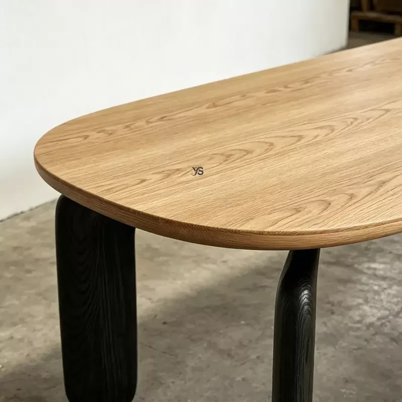 Nordic Medieval Style Solid Wood Desk Conference Table Modern Simple Household Dining Table Color Matching Table