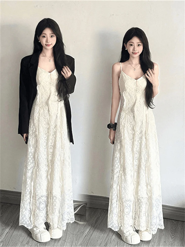 

Ele Korean Sle Women's Suit Set Bla Jaet And Matching Strap Dr Trendy Splicing Design Casual Workwear