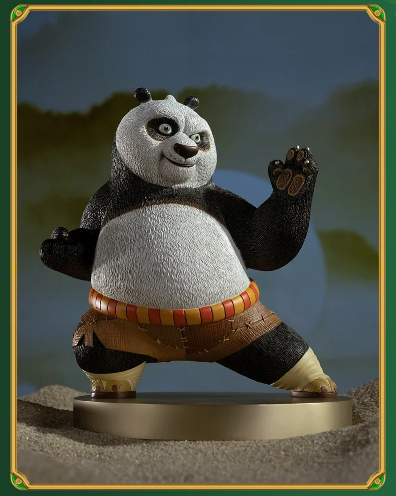 Copper Crafts Chinese Vintage Kung Fu Panda Cute Cartoon Character Bronze Statue Brass Animal Figurines Desktop Ornament Decor