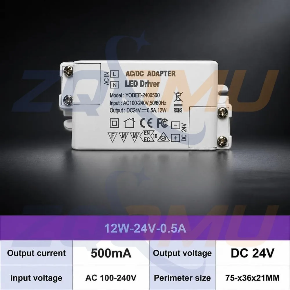 1Pcs AC 100-240V LED Transformer 12W 24W 30W 48W 60W DC 12/24V LED Driver Application DIY Ceiling Lamp Replacement Power Supply