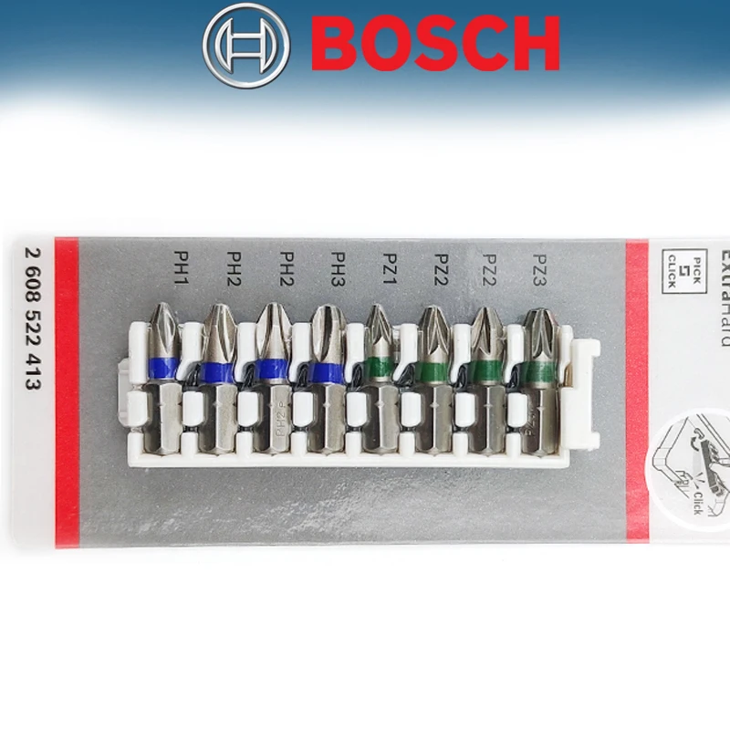 BOSCH 2680522413 Pick Click Extra Hard 25MM PH/PZ Screwdriver Bit High Hardness Wear Resistant Tool Attachments 8-piece