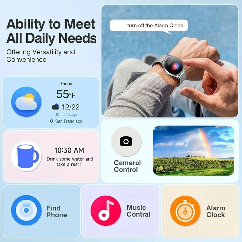 다오르코 2025 신형 1.43인치 AMOLED 466*466 화면 남녀공용 블루투스 통화 스포츠 피트니스 초박형 방수 스마트워치