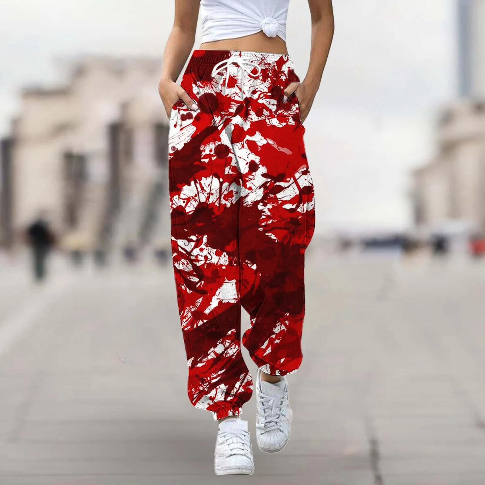 Halloween Y2k Printed Women'S Sweatpants 2024 Autumn And Winter High Waist Elastic Athletic Casual Jogging Trousers Female