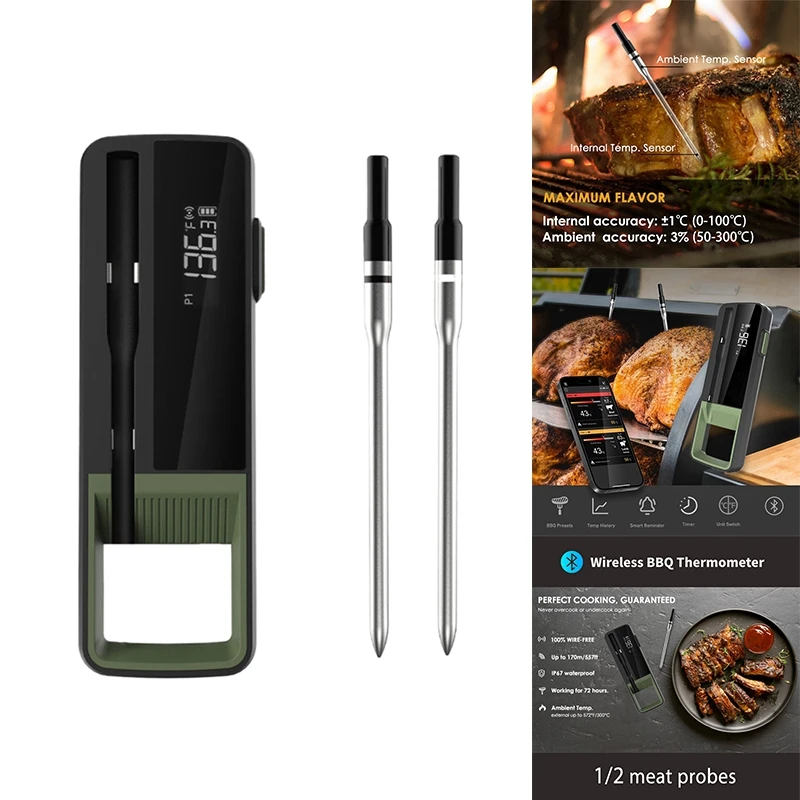 

Wireless Food Meat Thermometer Smart Digital Bluetooth BBQ Thermometer For Kitchen Cooking Oven Grill