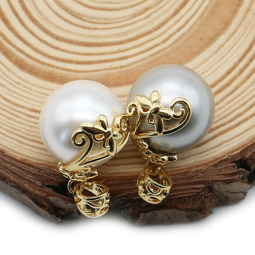 

Natural Shell Imitation Pearl Pendant Butterfly-shaped Gold Color Wrap Charms Jewelry Making DIY Necklace Earrings Accessories