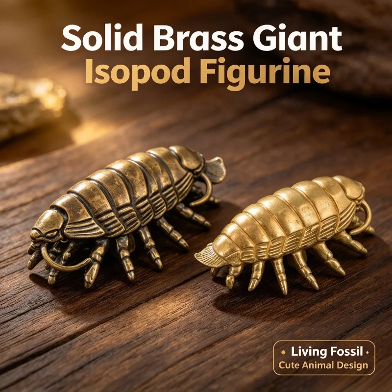 100G Solid Brass Giant Isopod Figurine Living Fossil Miniature Cute Animal Tea Pet Table Decoration Handcraft Ornament