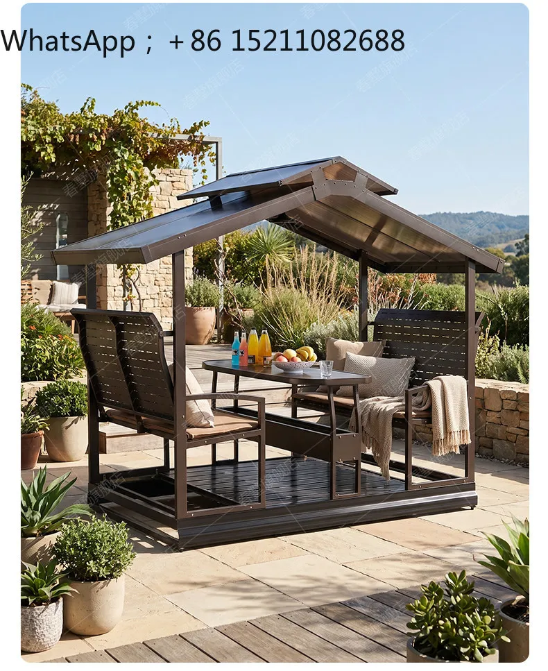 LLY Outdoor Swing Power Rocking Chair Home Garden Courtyard Four-person Villa Preferred Outdoor Aluminum Alloy Leisure Pavilion