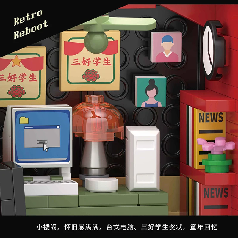 クリエイティブレトロボクシングファイティングアーケードビルディングブロックモデル、MOCストリートゲームコンソールミニ粒子アセンブリおもちゃ、男の子へのギフト用