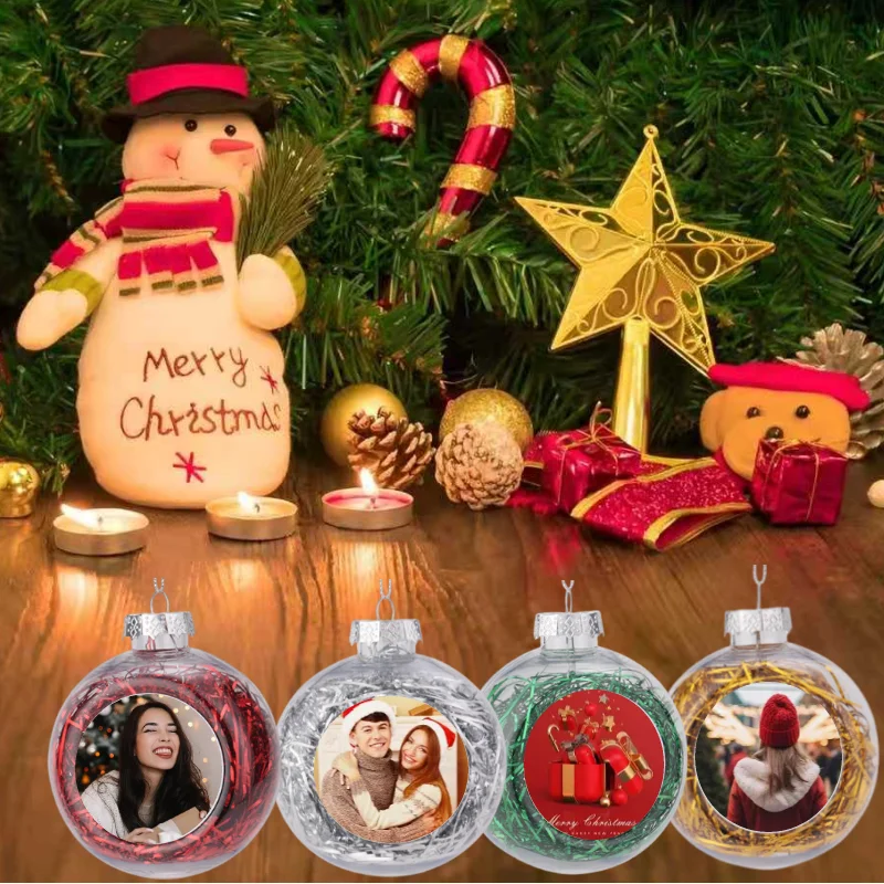 حلي عيد الميلاد المخصصة مع حلقة معلقة كرة تزيين صورة مخصصة لجميع القديسين عيد الميلاد السنة الجديدة صورة DIY