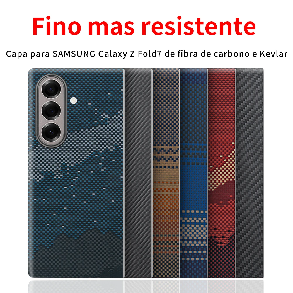 Para samsung z fold 7 caso de carbono 600d kevlar fibra de aramida magsafe tecido ultra fino capa dura balck magnético fino luz premium