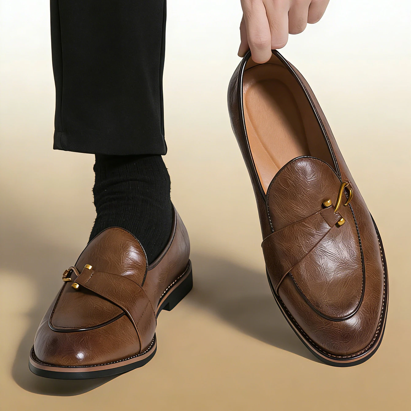 

Классические модельные кожаные туфли в стиле ретро, лоферы без шнуровки, мужские туфли-монки, повседневные повседневные деловые офисные свадебные оксфорды, мужские туфли