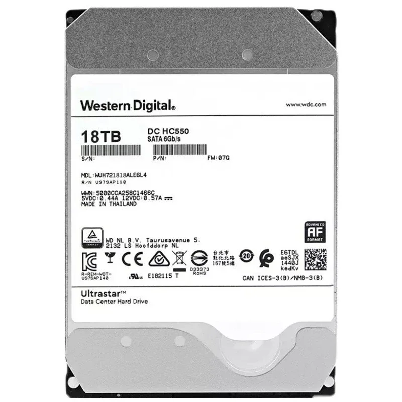 WD Ultrastar DC HC550 16TB 18TB 3.5 HDD SATA 7200RPM SATA 6Gb/s 512M Helium Sealed Enterprise 3.5