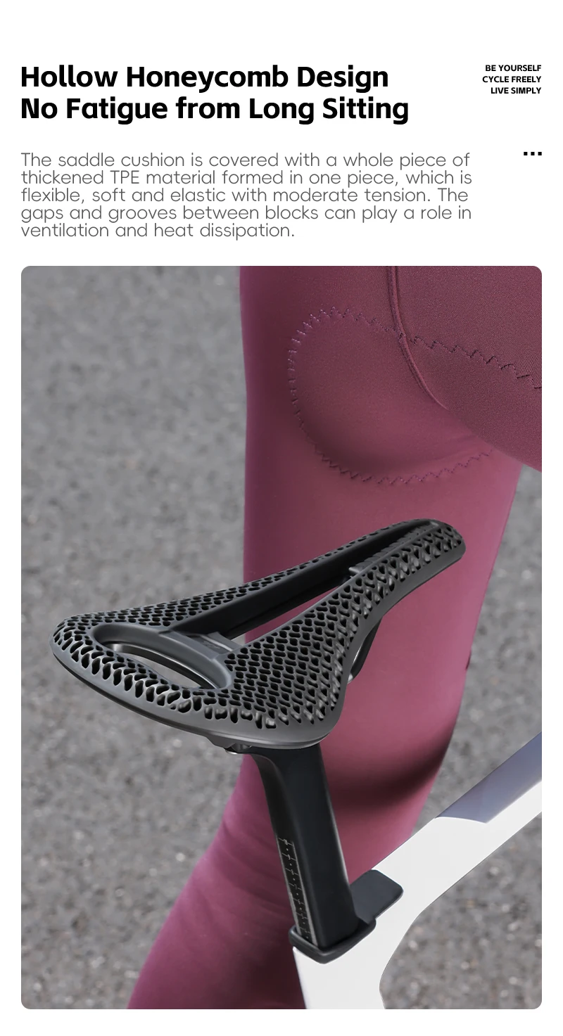 WEST BIKING 3D Honeycomb Fahrradsattel Atmungsaktiver Hohlsitz zur Druckentlastung Leichtgewichtiger Sitz für Rennräder und Mountainbikes Langstreckenfahrten – Detail 10