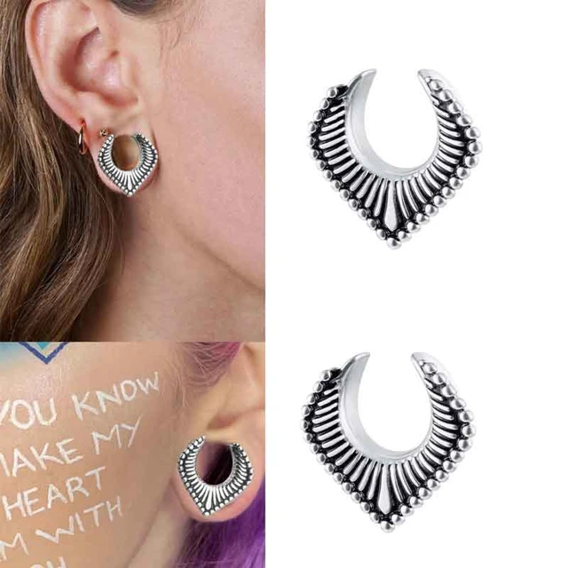 18mm Gauge Earrings stainless Steel Ear Gauges 2g 00g Moon shaped Plugs Tunnels Set
