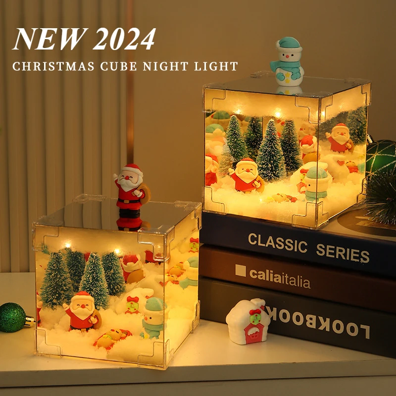 Christmas Ornaments Christmas Rubik\'s Cube Night Light Old Man Snowman Decoration Night Light Tabletop Ornament gift  lamp