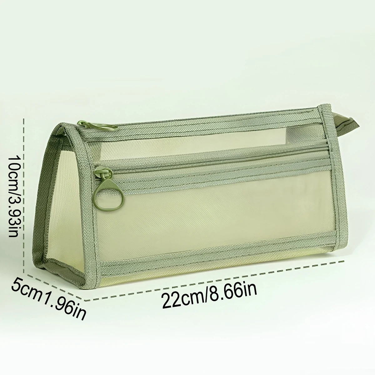 Three-dimensional Double-layer Transparent Mesh Pencil Case, Triangular Creative Stationery Storage Bag, Desktop Supplies Storag